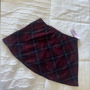 Wild Fable Burgundy & Navy Plaid Mini Skort NWT